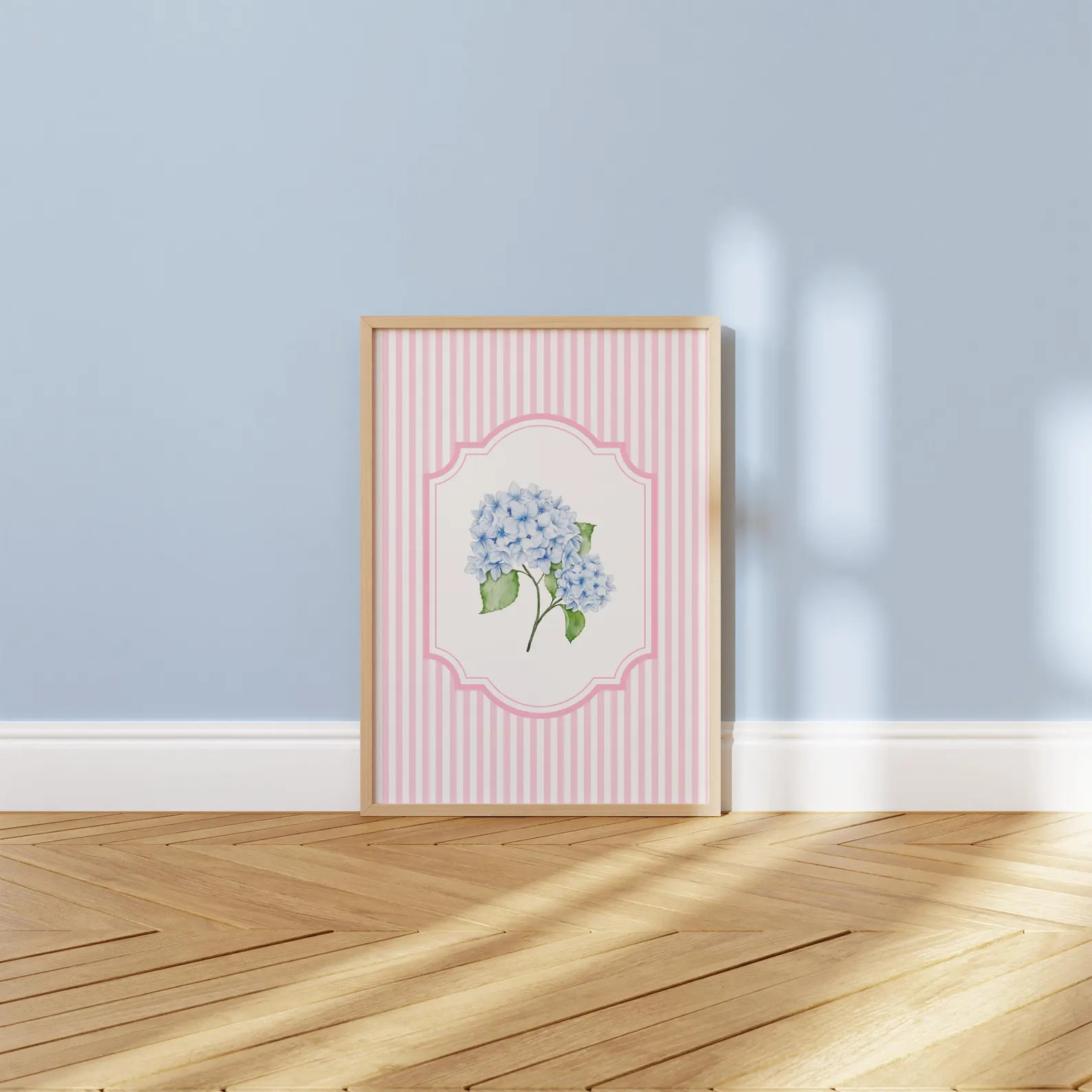 Pink and Blue Coquette Room Decor Set of 6: Trendy Bow Hydrangea Chinoiserie Wall Art (digital Do... | Etsy (US)