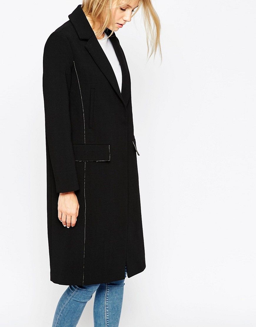 ASOS Coat With Raw Edge And Contrast Lining | ASOS UK