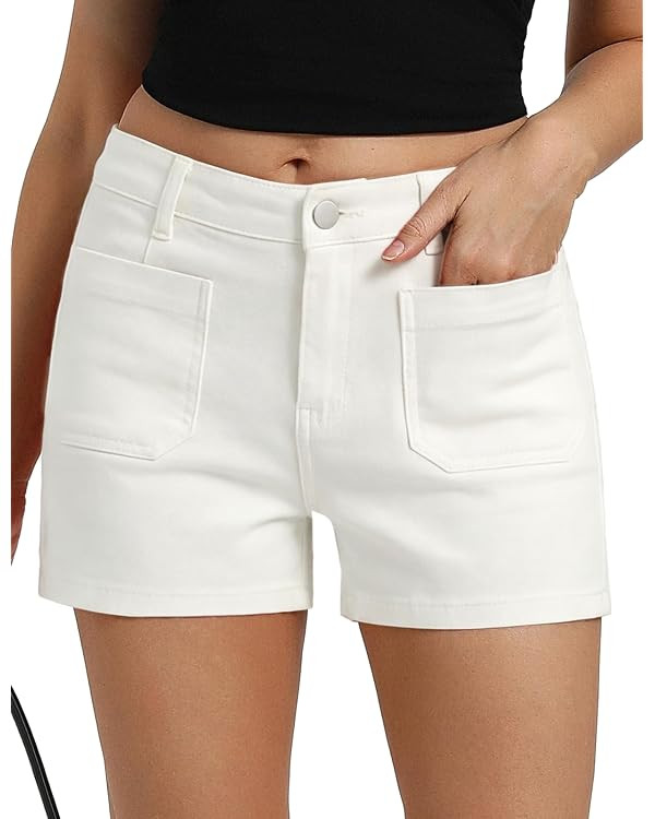 Belle Poque Women Jean Shorts Stretchy High Waisted Cargo Denim Shorts | Amazon (US)
