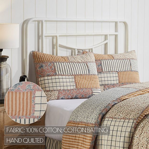 Country Cottage Vintage Patchwork Standard Sham Set of 2 | Antique Farm House
