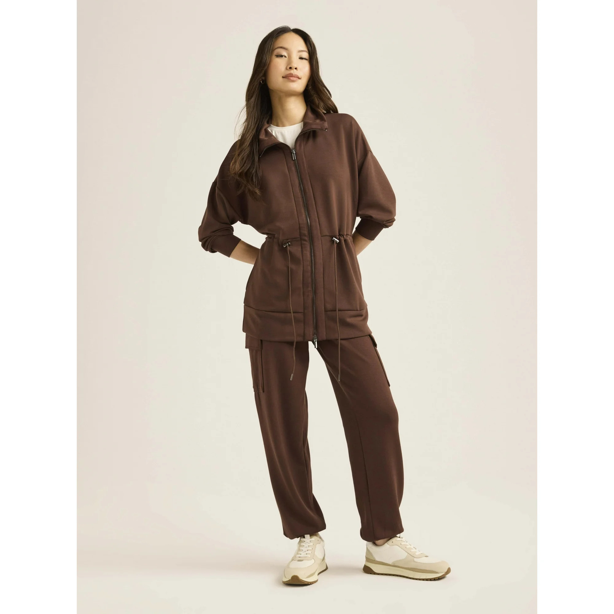 Scoop Women’s and Women's Plus Ultimate ScubaKnit Longline Drawstring Zip Jacket, Sizes XS-4X | Walmart (US)