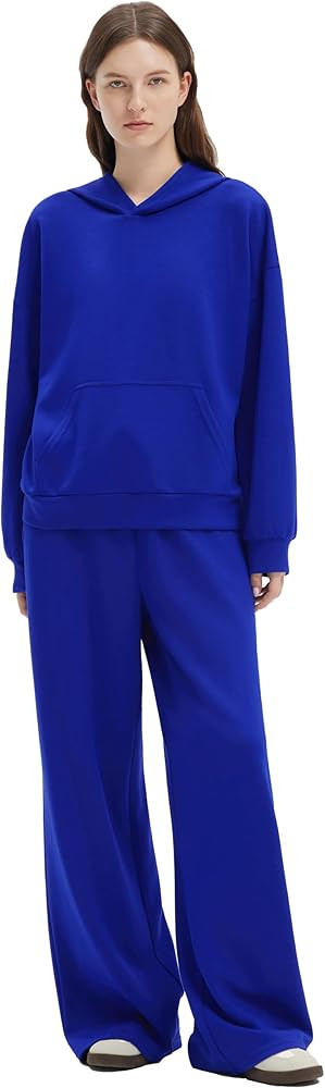 SUUKSESS Women 2 Piece Sets 2025 Oversized Hoodie Sweatshirt Wide Leg Sweatpants | Amazon (US)