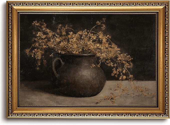 KISSFOX Gold Framed Wall Art Vintage Wall Decor Flower Canvas Art Botanical Pictures Still Life F... | Amazon (US)