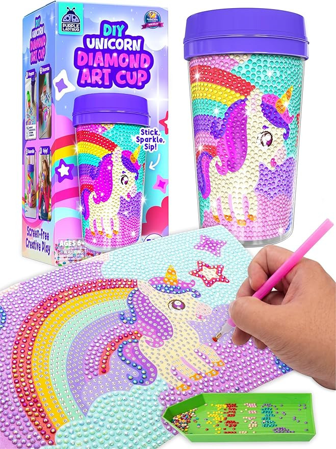 Unicorn Diamond Art Kits Girls Cup - Diamond Arts Kits for Kids - DIY 5D Gem Art Tumbler - 16 oz ... | Amazon (US)
