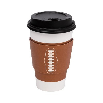 16 oz. Football Disposable Paper Coffee Cups with Lids & Sleeves - 12 Ct. | Target