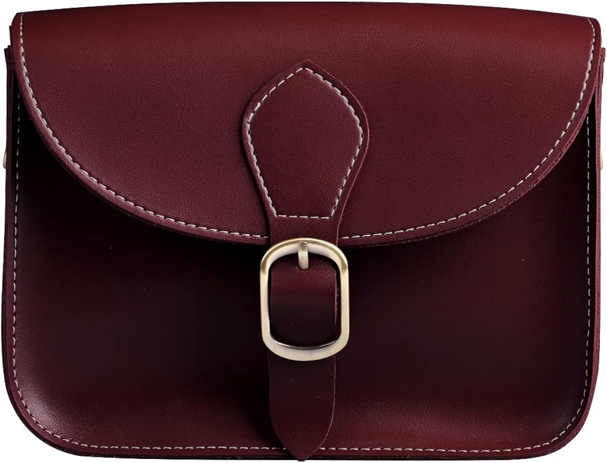 Crossbody Saddle Vegan Leather Bag Small Retro Satchel For Women Vintage Simple Handbag Faux Leat... | Amazon (US)