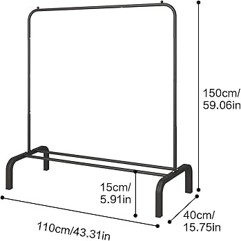JIUYOTREE Metal Clothing Rack, 43.3 Inches Garment Rack with Bottom Shelf for Hanging Clothes, Co... | Amazon (US)