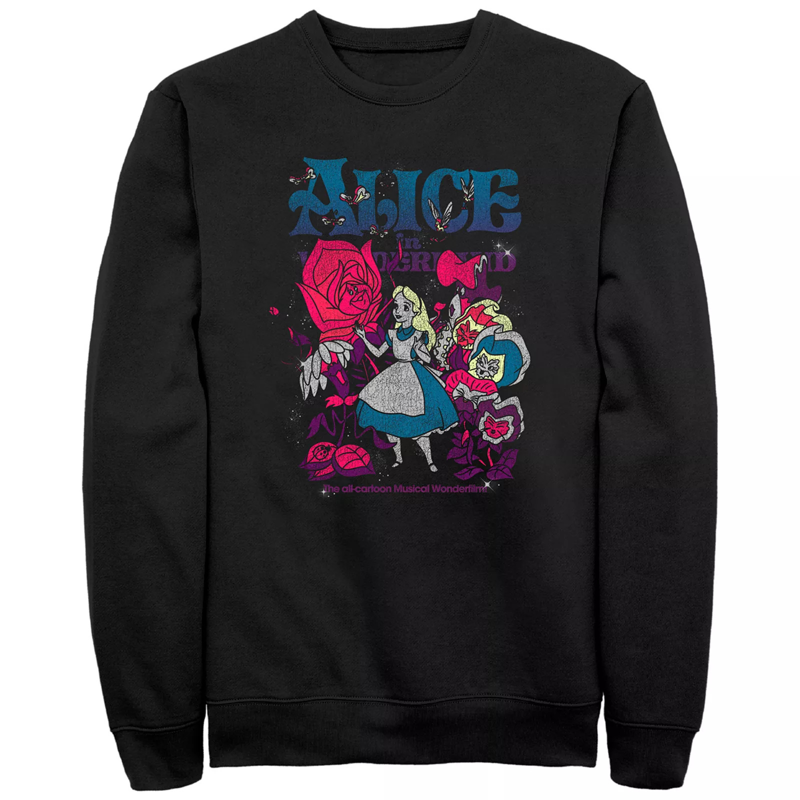 Men's Disney's Alice In Wonderland Technicolor Poster Sweatshirt, Size: Large, Black | Kohl's