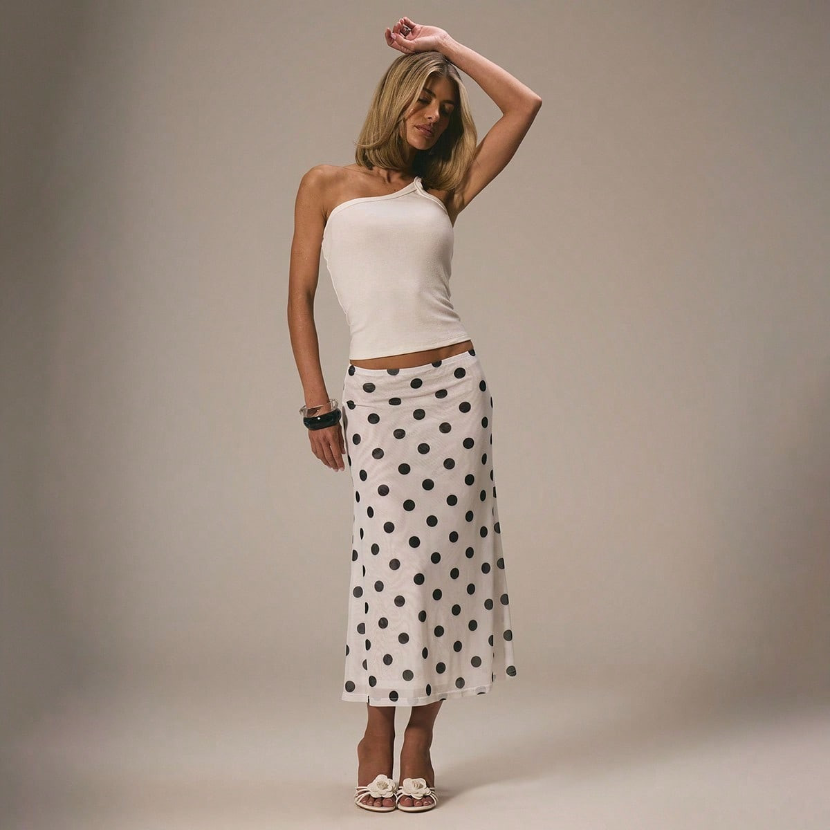 MUSERA Mesh Polka Dot Fun Cute Dainty Girly Summer Skirt Cute Graduation Polka Dot Skirt Vacation Holiday Work Office Back To School Party Valentines Day Spring | SHEIN