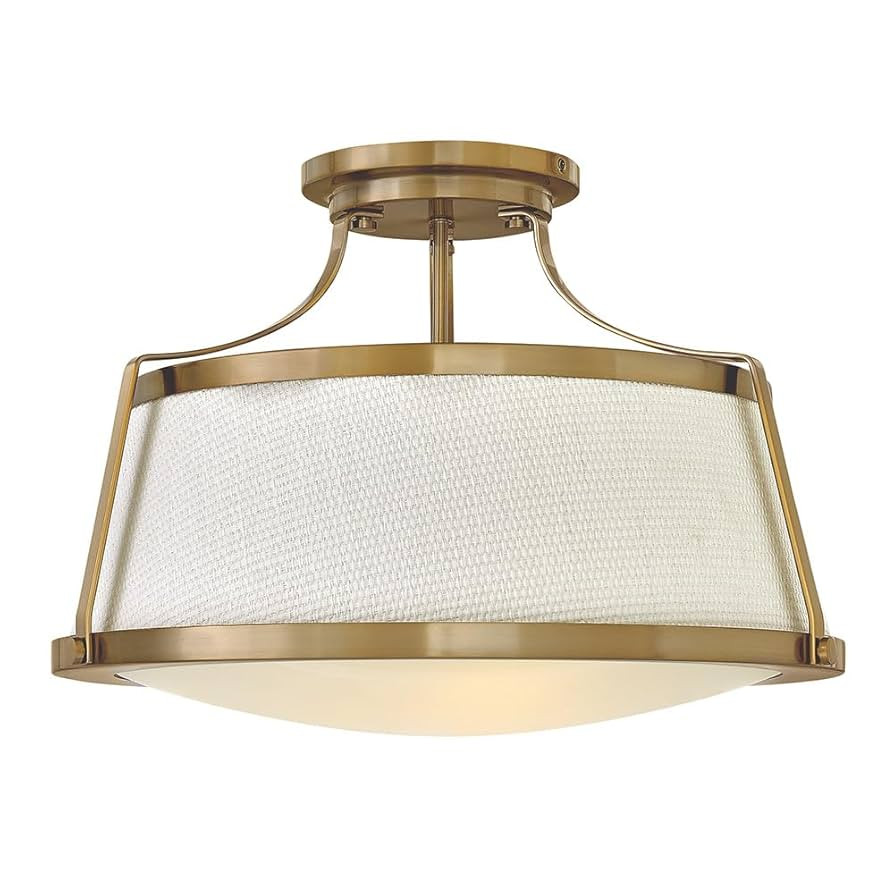 Hinkley Charlotte Medium Semi-Flush Mount Ceiling Light - Traditional, 3-Light, Woven Off-White F... | Amazon (US)