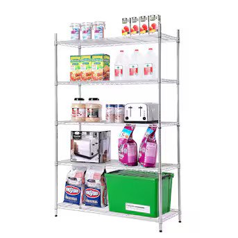 Style Selections  Steel 5-Tier Utility Shelving Unit (47.7-in W x 18-in D x 72-in H) | Lowe's