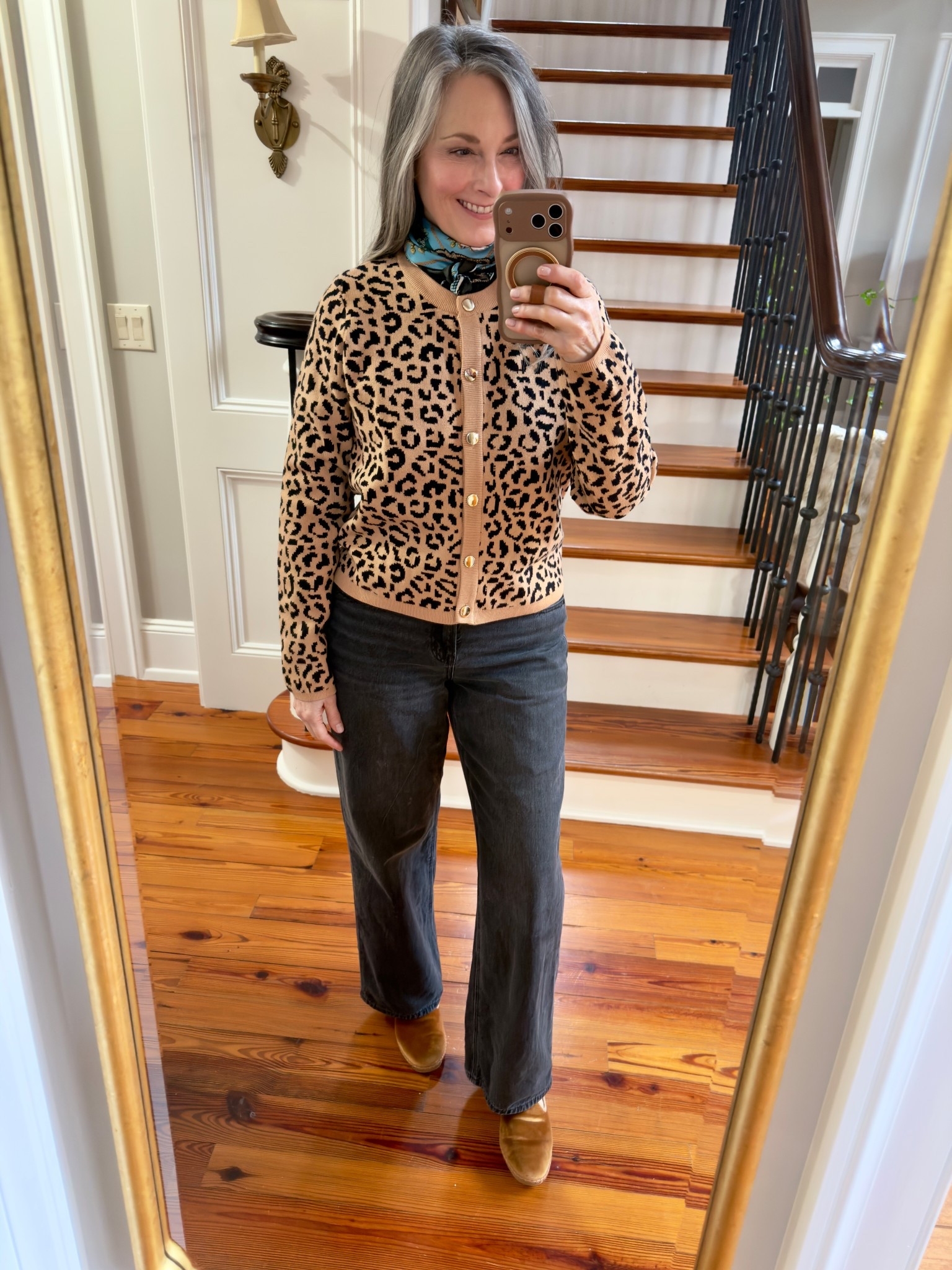 Leopard print cardigan is so versatile. I am in a medium, but could have worn a small. Sleeves are just a tad long. I like the medium for layering turtlenecks and blouses. Linked exact scarf around my neck  plus all the other Amazon scarves I own. 



#LTKSeasonal #LTKootd #LTKOver40