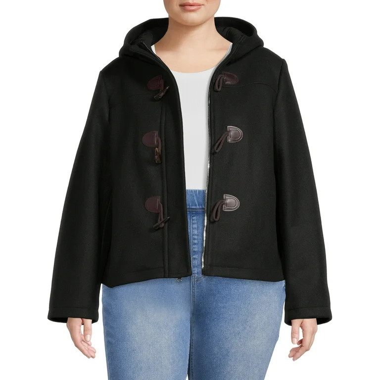 Time and Tru Women's and Plus Toggle Coat with Hood - Walmart.com | Walmart (US)