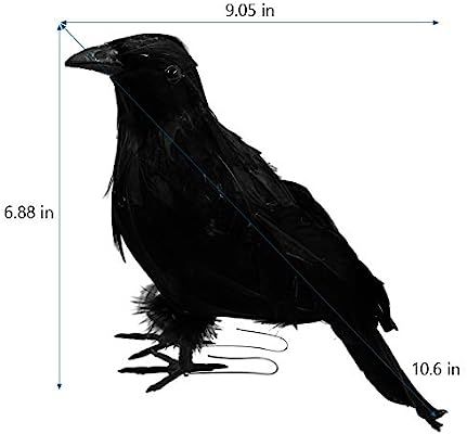 ATDAWN Halloween Black Feathered Crows, Realistic Looking Halloween Decoration Birds, 3 Pack | Amazon (US)