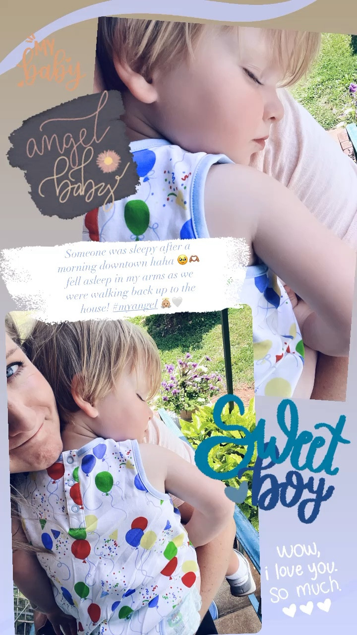 Someone was sleepy after a morning downtown haha 🥹🫶🏽 fell asleep in my arms as we were walking back up to the house! #myangel 👼🏼🤍