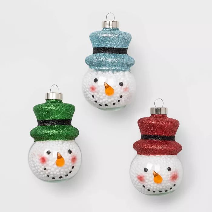 3ct Glass Christmas Ornament Set Snowman - Wondershop™ | Target