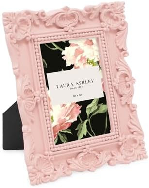 Laura Ashley 2x3 Pink Ornate Textured Hand-Crafted Resin Picture Frame with Easel, for Tabletop &... | Amazon (US)