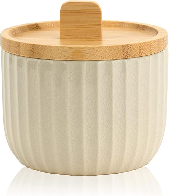 Lunavita Salt Bowls Salt Cellar Keeper with Bamboo Lid, 14oz Big Capacity Ceramic Sugar Bowls Pep... | Amazon (US)