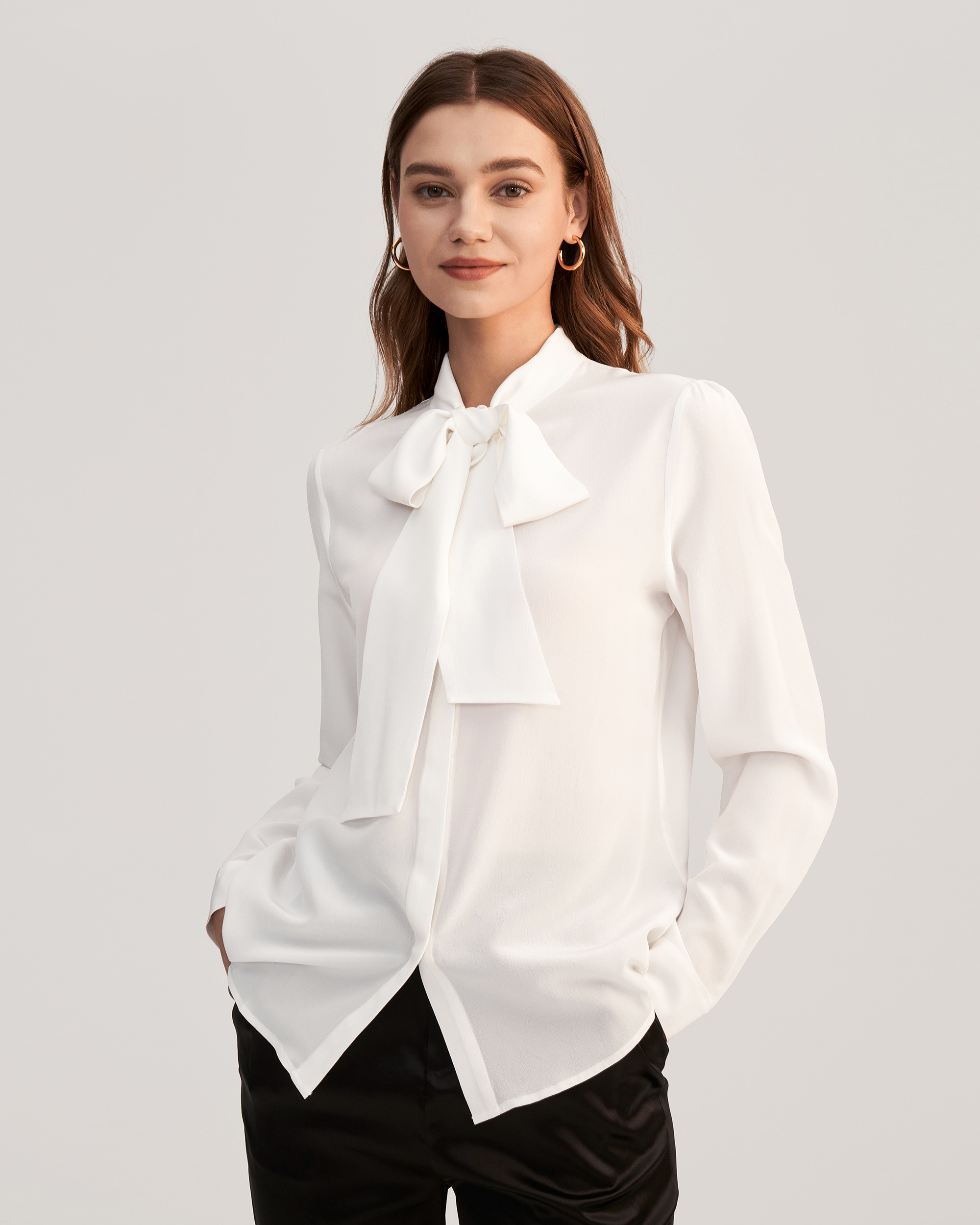 Classic Bow Tie Silk Blouse | LilySilk