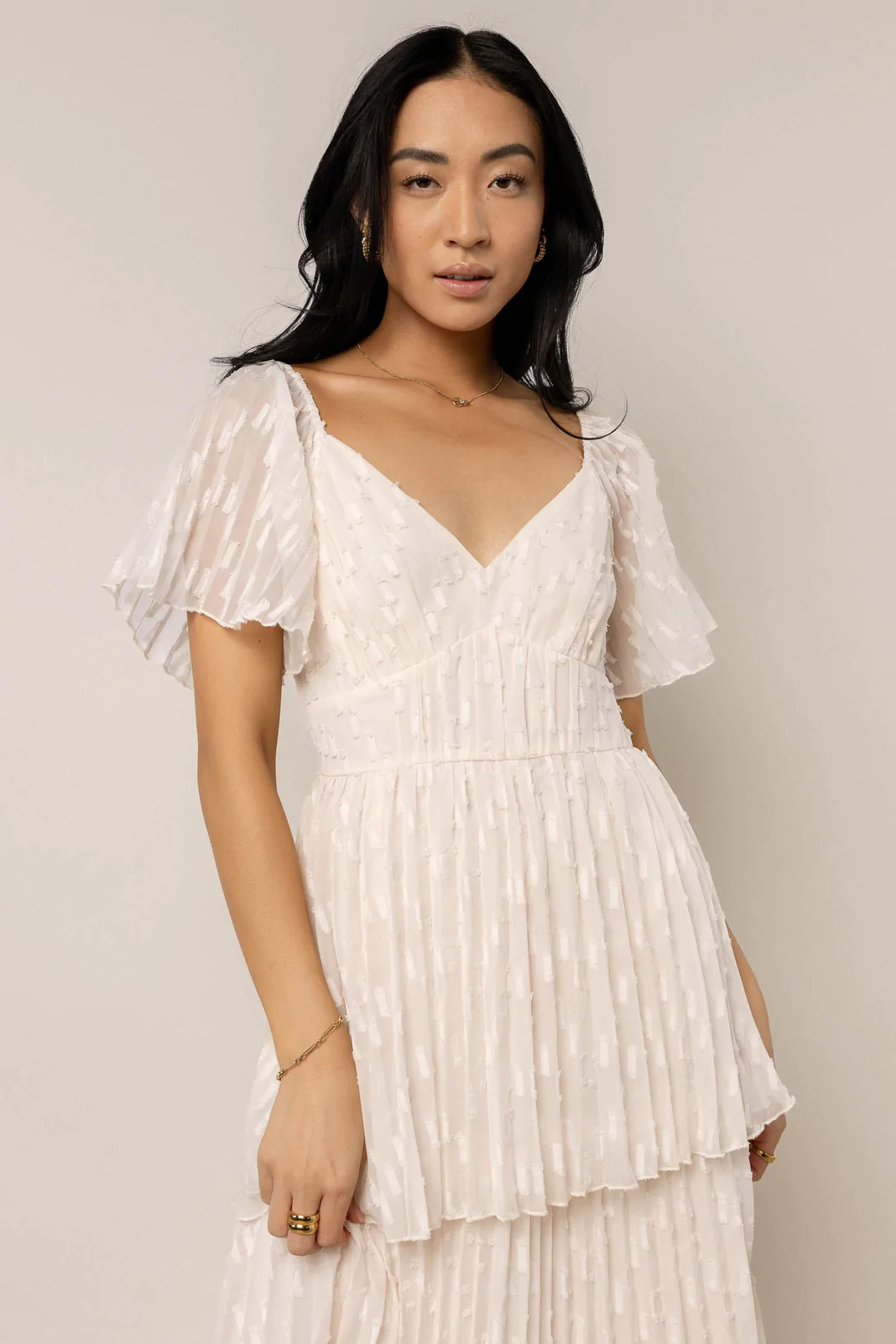 Hallie Midi Dress in Cream - böhme | Böhme US