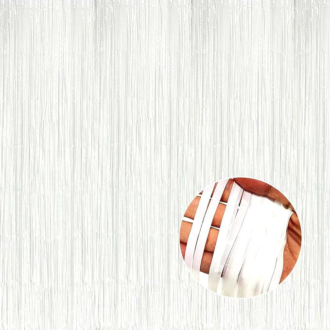 4 Pack Macaron White Foil Fringe Curtain Backdrop, 3.28Ft x 8.2Ft Foil Fringe Streamers Curtains ... | Amazon (US)