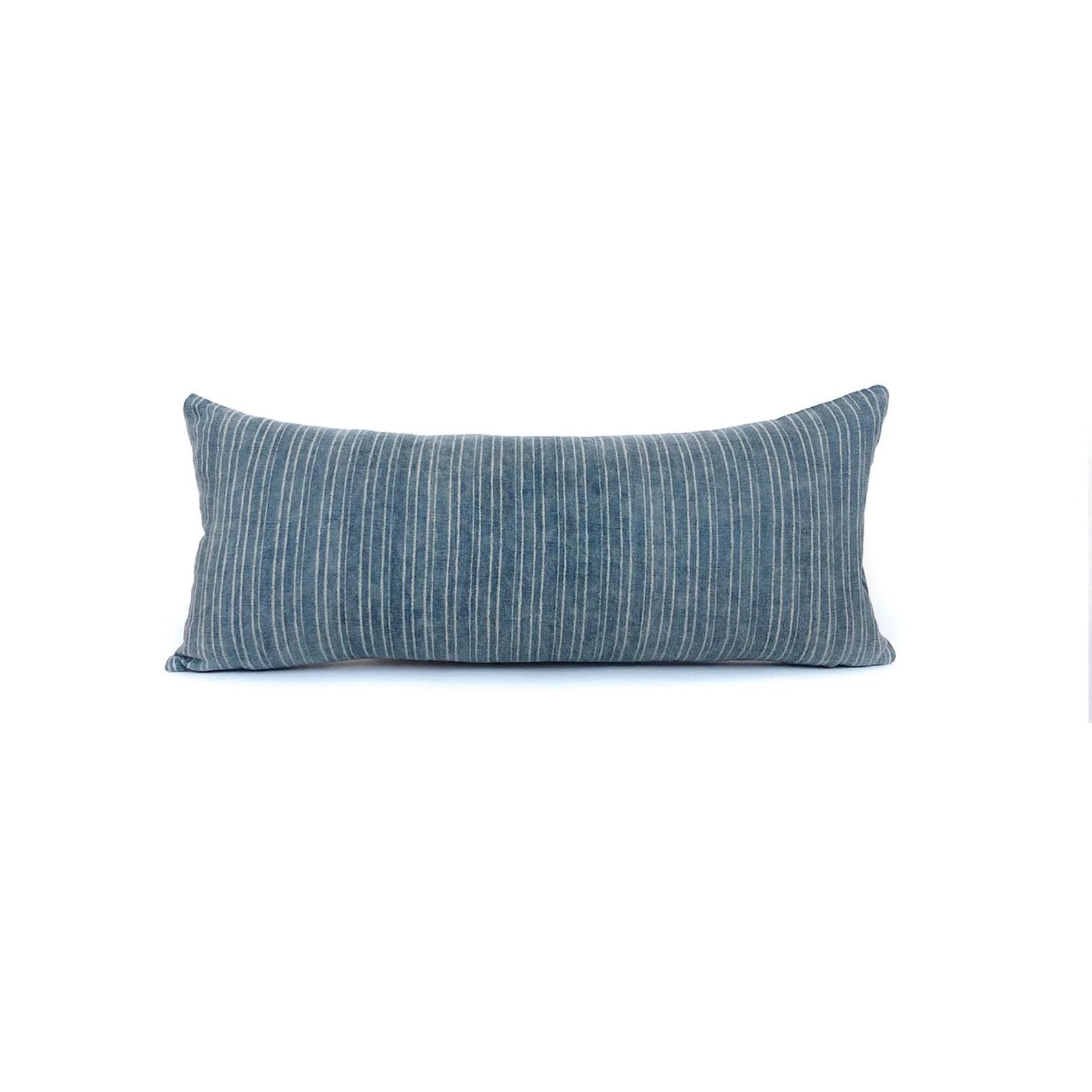 Vintage Blue and Cream Stripe Designer Pillow Cover Blue - Etsy | Etsy (US)
