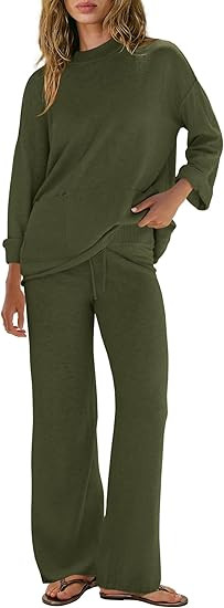 Yanekop Womens Sweater Sets Oversized Two Piece Lounge Set 2 Piece Knit Pants Sets Fall Pajama Se... | Amazon (US)