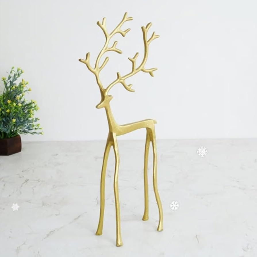 Gold Reindeer Statues for Christmas Decorations, Metal Deer Sculpture Modern Xmas Figurines, 2025... | Amazon (CA)
