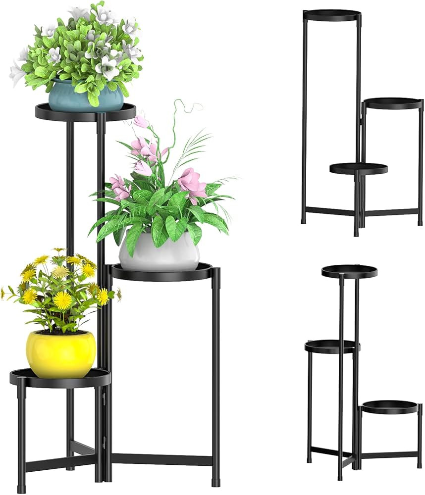 MOKANI Metal Plant Stands Indoor Clearance, 3-Tier Plant Stands Indoor Outdoor, Corner Plant Stan... | Amazon (US)