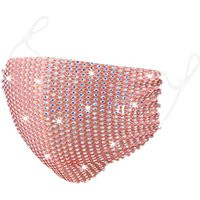 Pink/Ab Rhinestone Mask Cover | Statement Bling Mesh Mask Reusable Face Luxury Cover Fashion | Etsy (US)