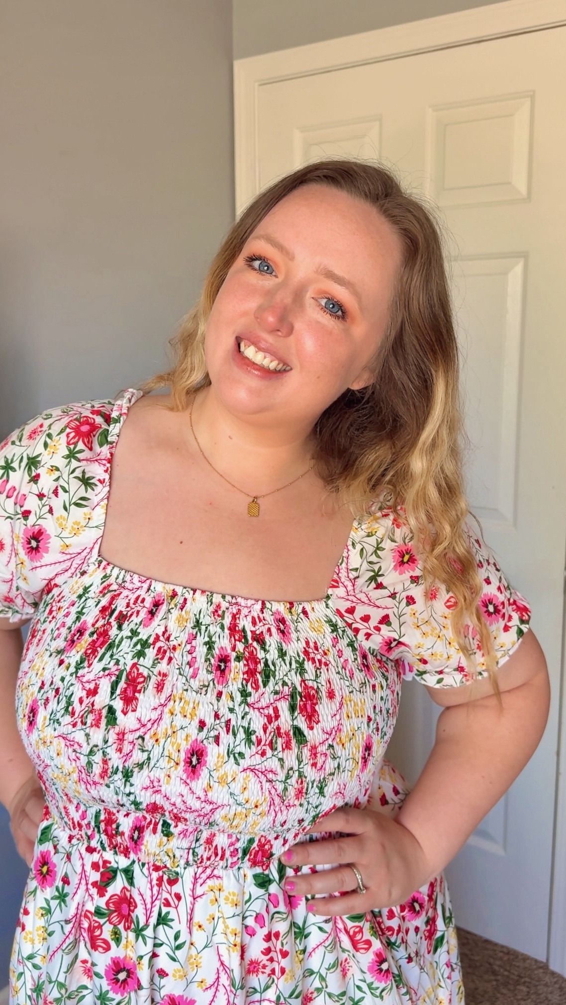 BloomChic summer dress, farmers market dress, midsize dress inspo, floral dress, wedding guest dress 

#LTKMidsize #LTKStyleTip #LTKPlusSize