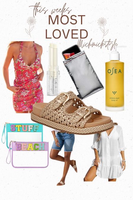 This week’s most loved. Reversible swimsuit. Summer sandals. Body oil. Jean shorts. Swimsuit cover-up. Summer outfit. Travel outfit. Spring outfit.

#LTKshoecrush #LTKtravel #LTKswim