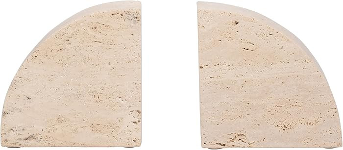 Half Dome Bookend Set of 2, Textured Matte Tan Brown Travertine, 5 Inch | Amazon (US)