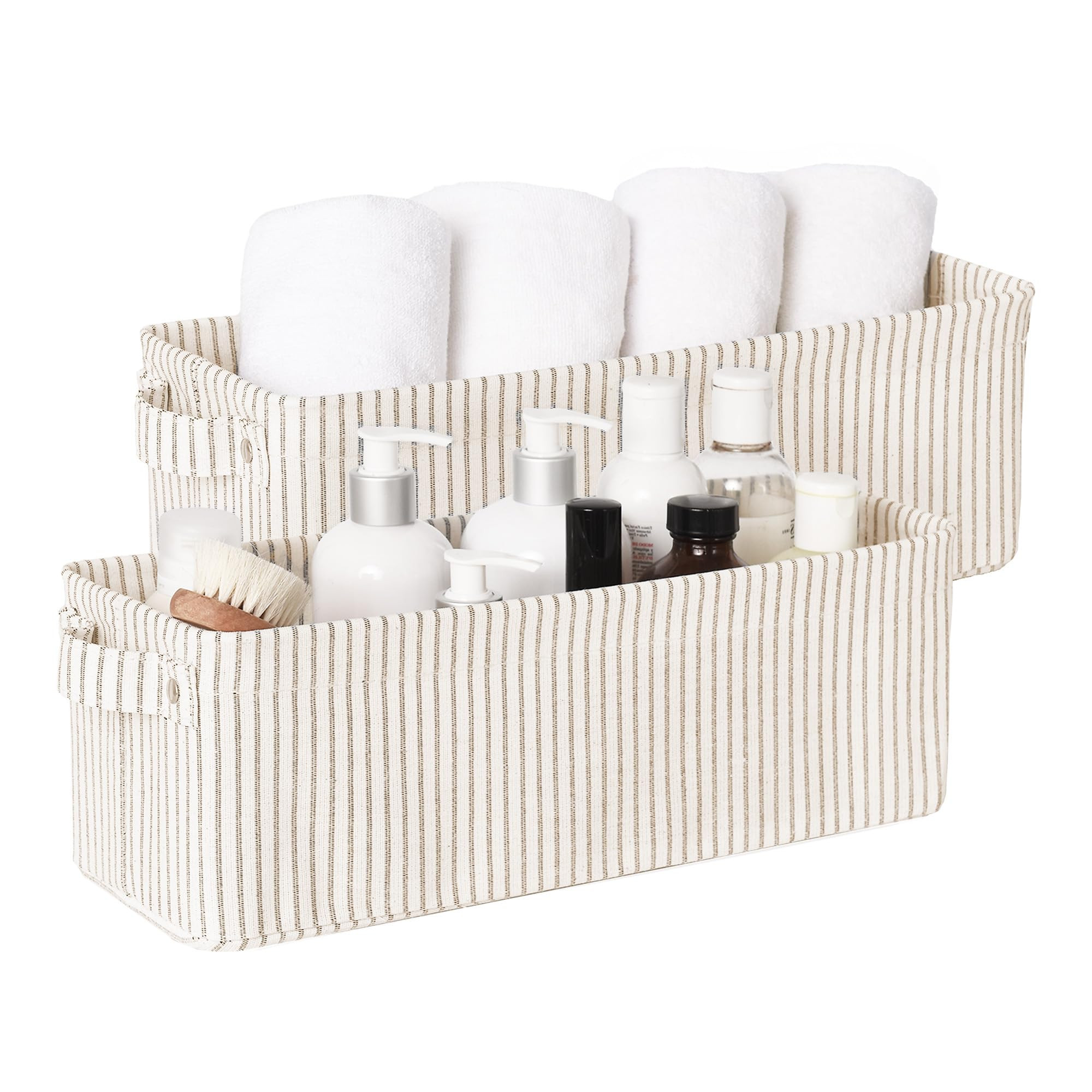 StorageWorks Narrow Storage Bins, Small Basket for Closet and Shelves, Fabric Organizer with Hand... | Amazon (US)
