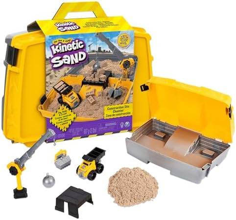 Kinetic Sand, Construction Site Folding Sandbox with 2lbs Play Sand & Toy Truck, Sensory Toys for... | Amazon (US)