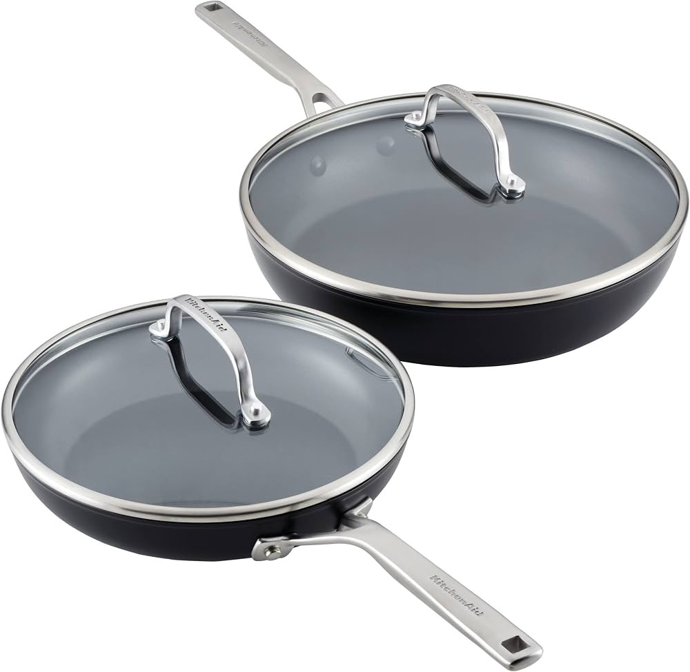 KitchenAid Hard Anodized Induction Nonstick Frying Pan Set With Tempered Lids, 4-Piece - 10 & 12 ... | Amazon (US)