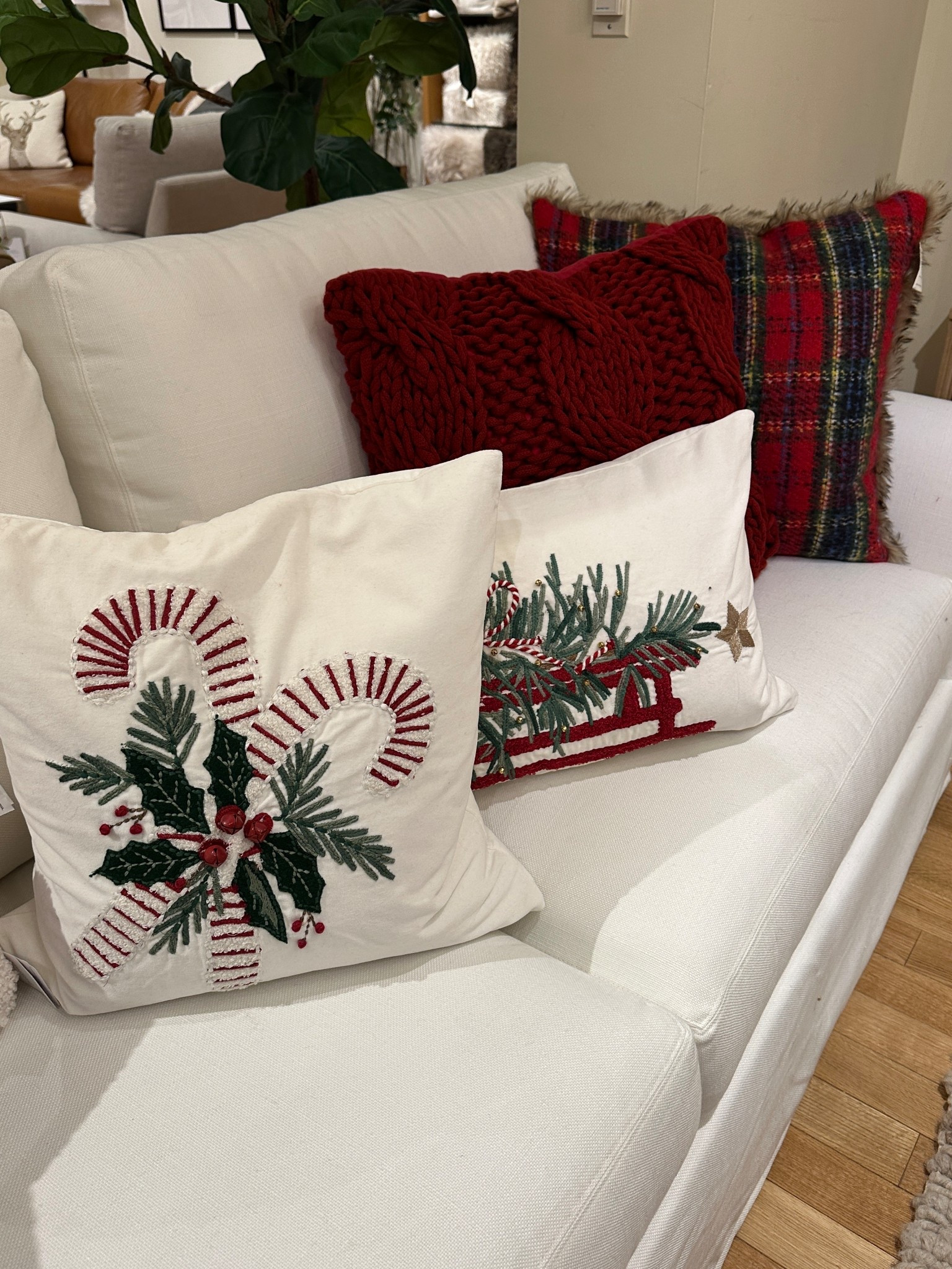 Christmas pillow covers from Pottery Barn!  Embroidered Christmas pillows, knit pillows and plaid pillows.

#LTKHoliday #LTKSeasonal #LTKHome