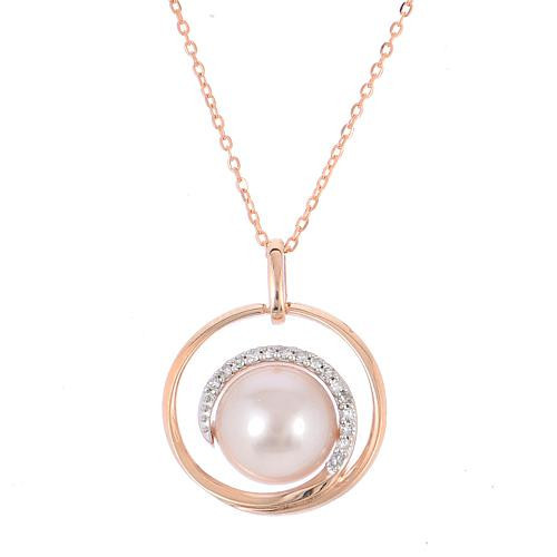 Imperial Pearls Cultured Pink Pearl and Diamond Spiral Necklace | HSN