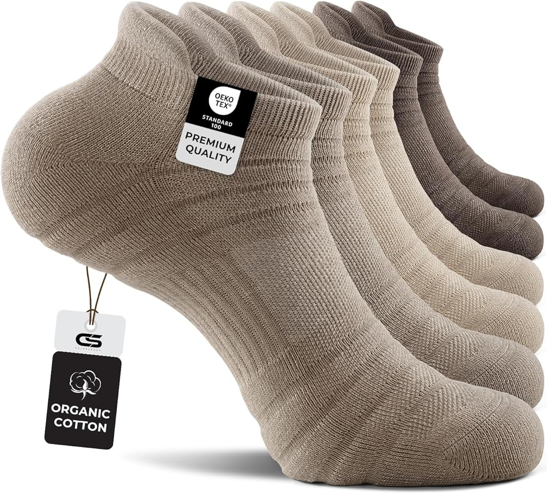 CS CELERSPORT 6 Pack Athletic Running Ankle Socks, Cotton Low Cut Cushioned Anti-Blister Tab Spor... | Amazon (US)