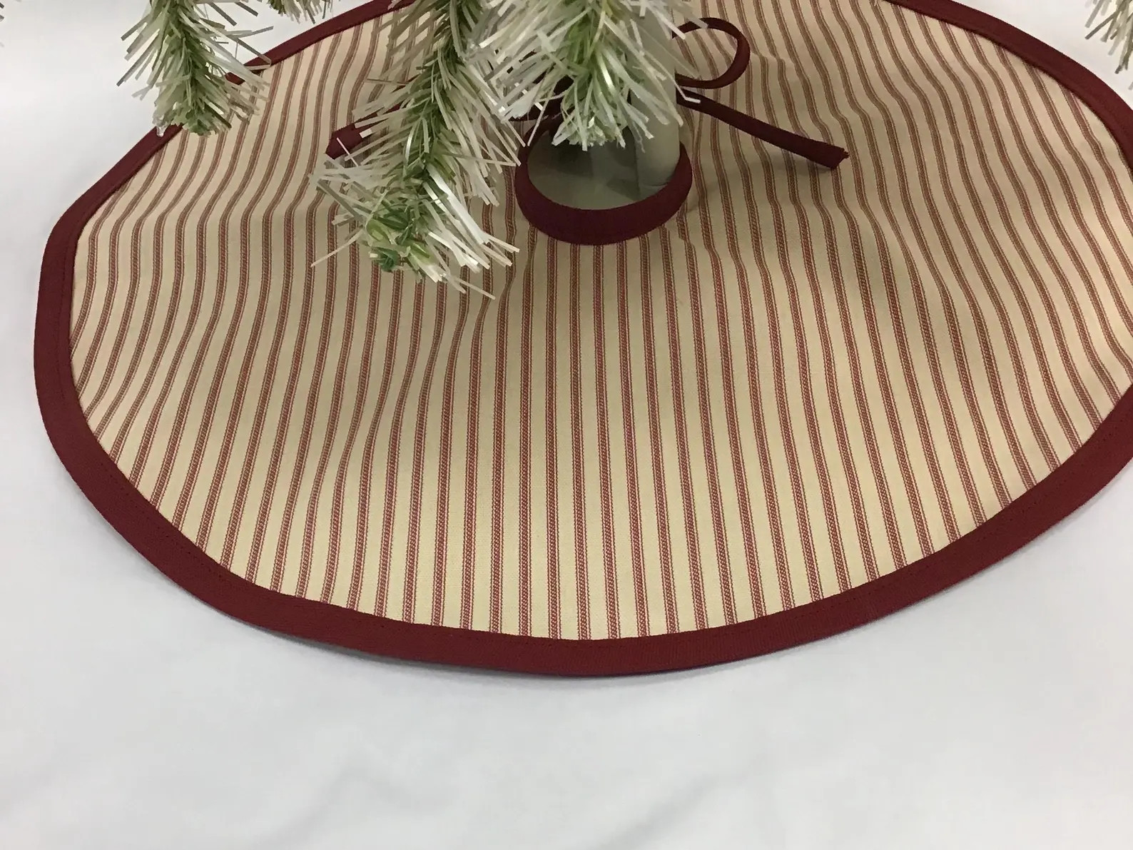 French ticking stripe Christmas Tree Skirt - tree skirt - Farmhouse Tree Skirt - custom size - Ma... | Etsy (US)
