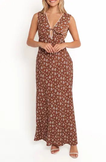 Petal & Pup Jackson Floral Print Maxi Dress in Brown Ditsy Floral at Nordstrom Rack, Size X-Large | Nordstrom Rack