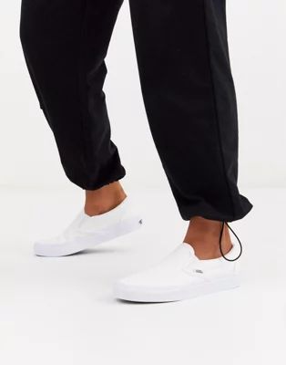 Vans Classic Slip-On platform triple white sneakers | ASOS US