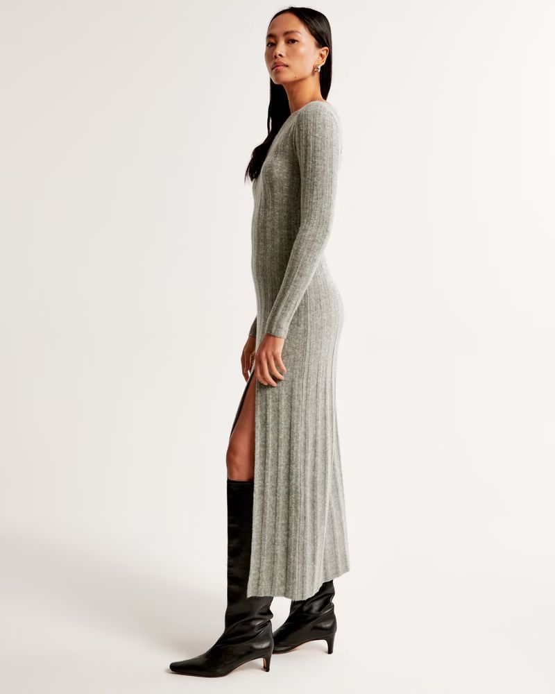 Long-Sleeve Slash Maxi Sweater Dress | Abercrombie & Fitch (US)