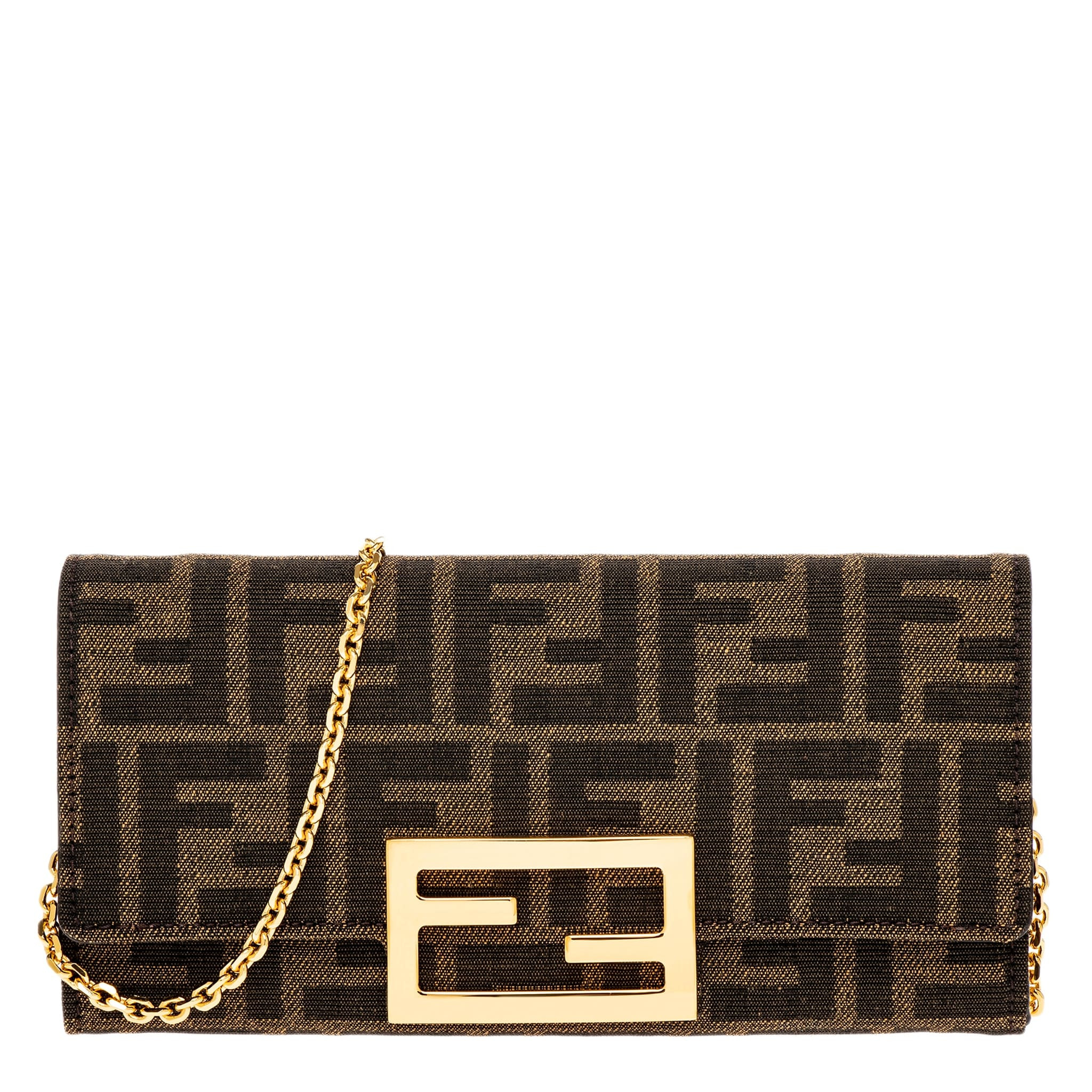 Fendi FF Jacquard Baguette Chain Wallet | Overstock