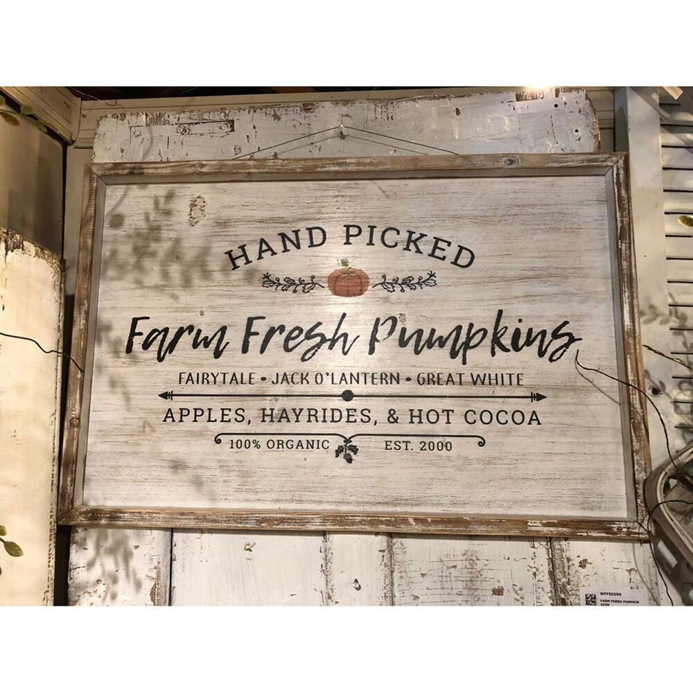 23.5" Gray Rectangular Sign with Farm Fresh Pumpkins Design (Grey) | Bed Bath & Beyond