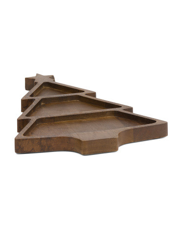 3 Section Wood Tree Tray | TJ Maxx