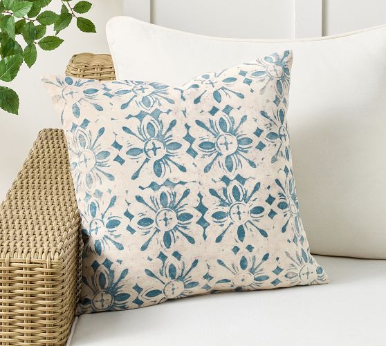 Porto Tile Printed Outdoor Pillow | Pottery Barn (US)