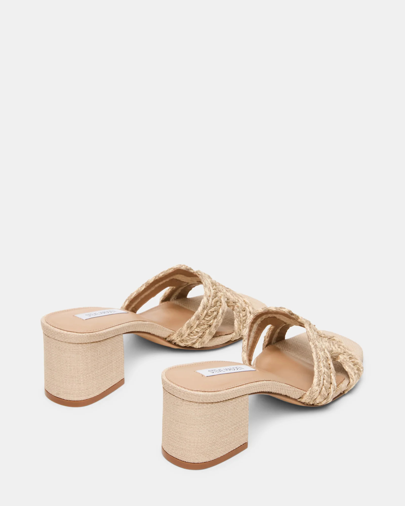 HANA Raffia Square-Toe Mule Block Heel Women's Sandal | Steve Madden (US)