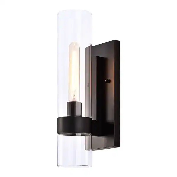 1- Light Cylindrical Clear Glass Wall Sconce - Overstock - 31802774 | Bed Bath & Beyond