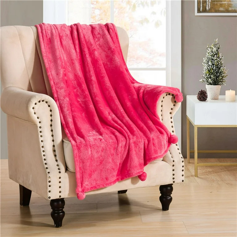 Mainstays Pom Throw Bewitching Coral, 50"x70" | Walmart (US)